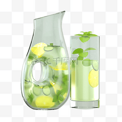 柠檬水图片_3D立体饮品饮料柠檬水