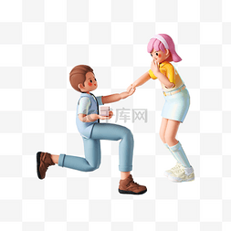 求婚kt板图片_情人节3D立体卡通创意求婚情侣人