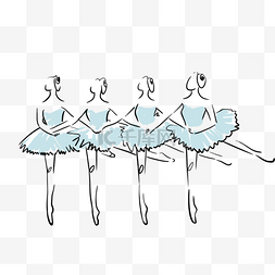 抽象线条画女性芭蕾舞天蓝色