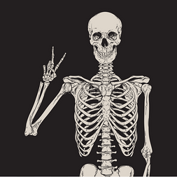 人类骨骼构成孤立在黑色背景矢量