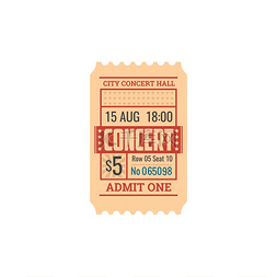 古典音乐元素图片_去音乐厅的票带编号的纸卡上面有