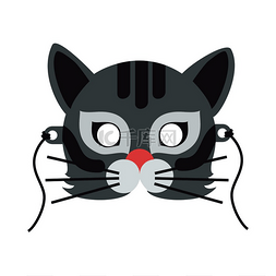 猫卡通黑色图片_猫动物嘉年华面具野生或家养猫科