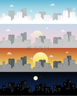 层状建筑图片_白天和黑夜的天际线