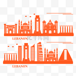 黎巴嫩共和国图片_黎巴嫩天际线橙色剪影