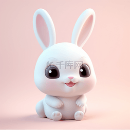 3d立体黏土动物卡通风格兔子