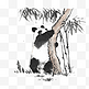 水墨大熊猫爬树