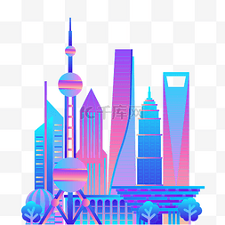 矢量城市图片_旅游城市上海