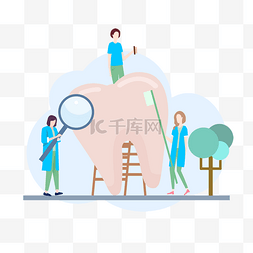 牙齿问题图标图片_牙齿清洁概念插画