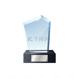 证书图片_玻璃奖杯 3d 矢量模板与奖项、奖