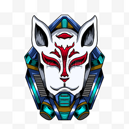 狐狸面具纹身未来风格