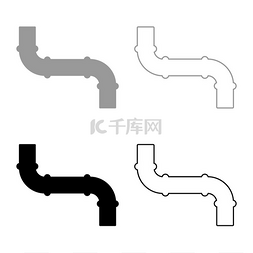 管道集图标灰黑色矢量插图图像简