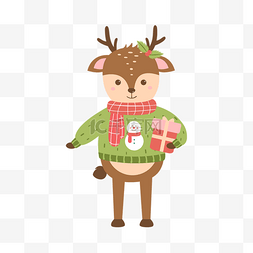 小猪可爱衣服图片_麋鹿卡通风格可爱冬天圣诞节