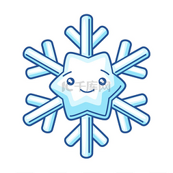 冻结图标图片_可爱的卡哇伊雪花的插图。