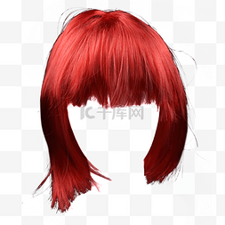 女式发图片_女式假发红色发型