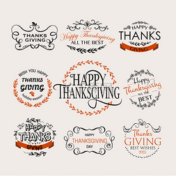 badge图片_Happy Thanksgiving Day logotype, badge and ic