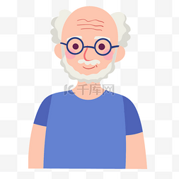 创意眼镜图片_蓝色上衣戴眼镜的祖父卡通人物