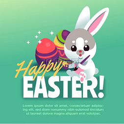 复活节快乐兔子海报。