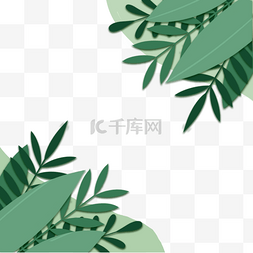 绿色树叶棕榈树叶子边框