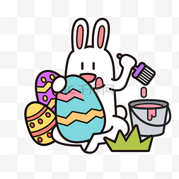 可爱兔子水彩复活节卡通彩蛋