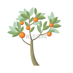 矢量树橙色隔离在白色上矢量矢量