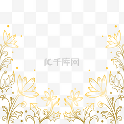花朵线性图片_金色线条镂空花朵边框