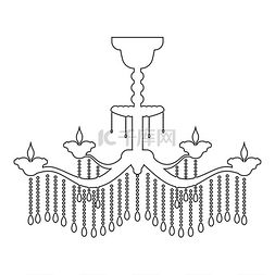 吊灯图标轮廓黑色矢量插图平面风
