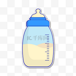 可爱蓝色婴儿奶瓶剪贴画