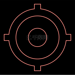 矢量定位标志素材图片_霓虹灯轮廓红色矢量插图平面风格