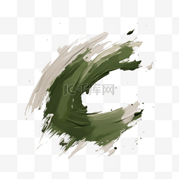 油画简单透明背景笔触绿色