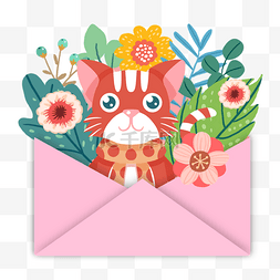 花卉信封图片_动物花卉信封粉色装饰