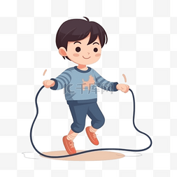 儿童蹦极图片_卡通手绘跳绳儿童