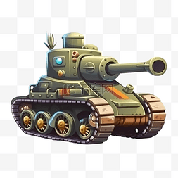 扁平卡通免抠图素材坦克