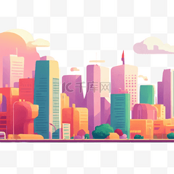 城市背景插画图片_卡通手绘城市背景