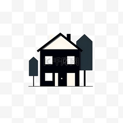 极简主义卡通黑色房子