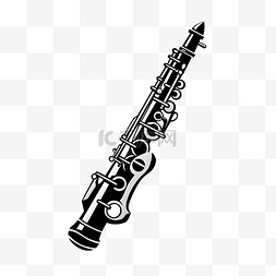 黑白简约图片_黑白单簧管乐器logo