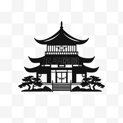 扁平风格国潮尖顶建筑