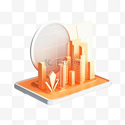科技图片_3D金融商务橙色图标免抠元素