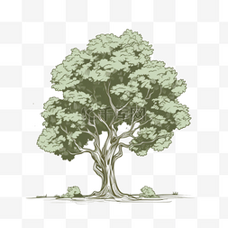 手绘插画风免抠元素绿树