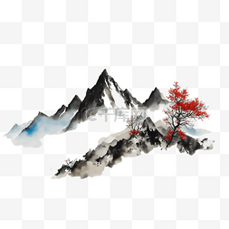 水墨山水图片_卡通手绘水墨山水背景