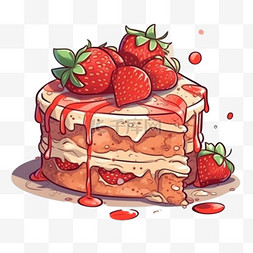 生日蛋糕草莓蛋糕图片_卡通手绘生日草莓蛋糕