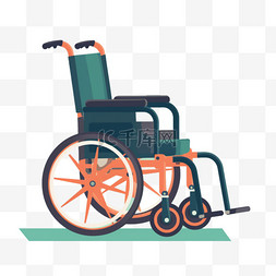 轮椅残疾扁平风卡通免扣手绘生活