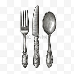 刀叉搭配图片_卡通手绘餐具刀叉勺子