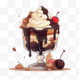 卡通手绘甜品冰淇淋蛋糕