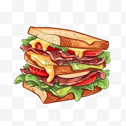 西餐厅产品素材图片_卡通手绘西餐三明治食物