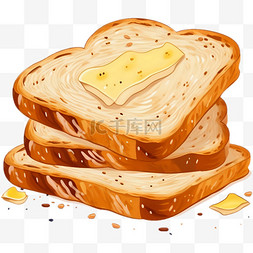 杏仁烤面包图片_卡通可爱吐司面包
