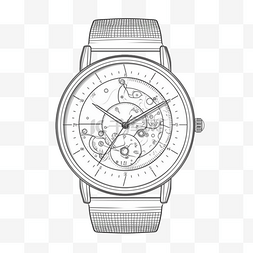时装腕表图片_手绘插画风免抠元素手表腕表