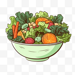 手绘插画风免抠元素蔬菜沙拉