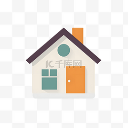 极简主义扁平绿窗房子