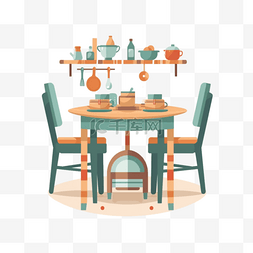 餐桌手绘图片_餐桌扁平风家用卡通手绘免扣元素