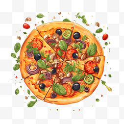 卡通手绘西餐披萨食物